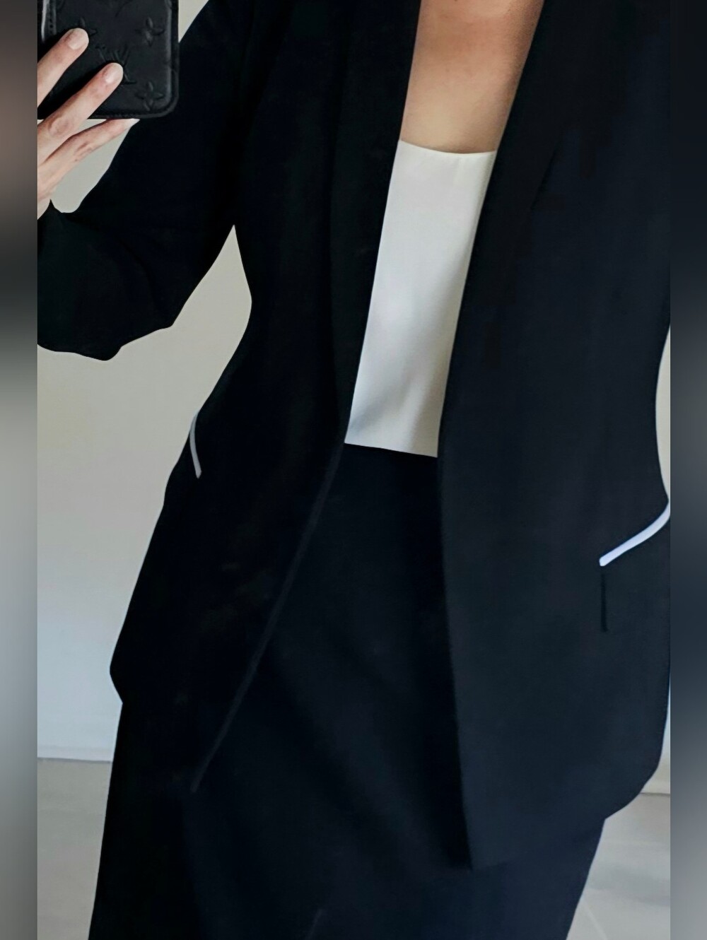 Tahari Black Blazer with White Trim